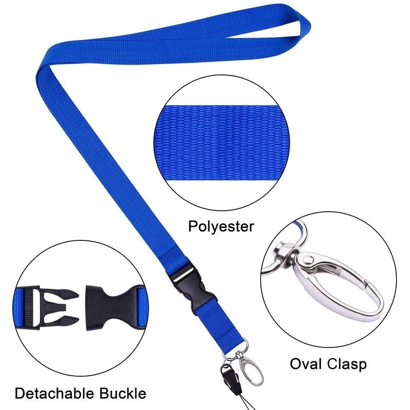 ويزدوم برو Wisdompro Office Lanyard 6 Pack 23 بوصة حزام حبل الرقبة مع حلقة سلسلة إبزيم قابلة للفصل ومشبك بيضاوي للمفاتيح وسلسلة المفاتيح وشارات الهوية وحاملي بطاقات الهواتف وبطاقات الاسم - أسود أزرق أحمر - Image 3